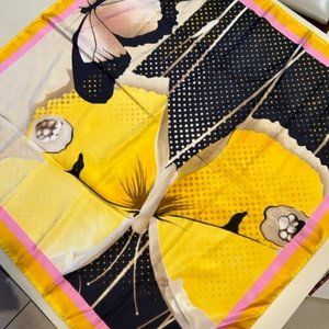 VTG NORDSTROM Italy 100% Silk Yellow Pink Butterfly SCARF